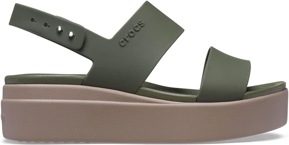 image:imageCrocs Womens Brooklyn Low Wedge SandalsArmy GreenMushroom