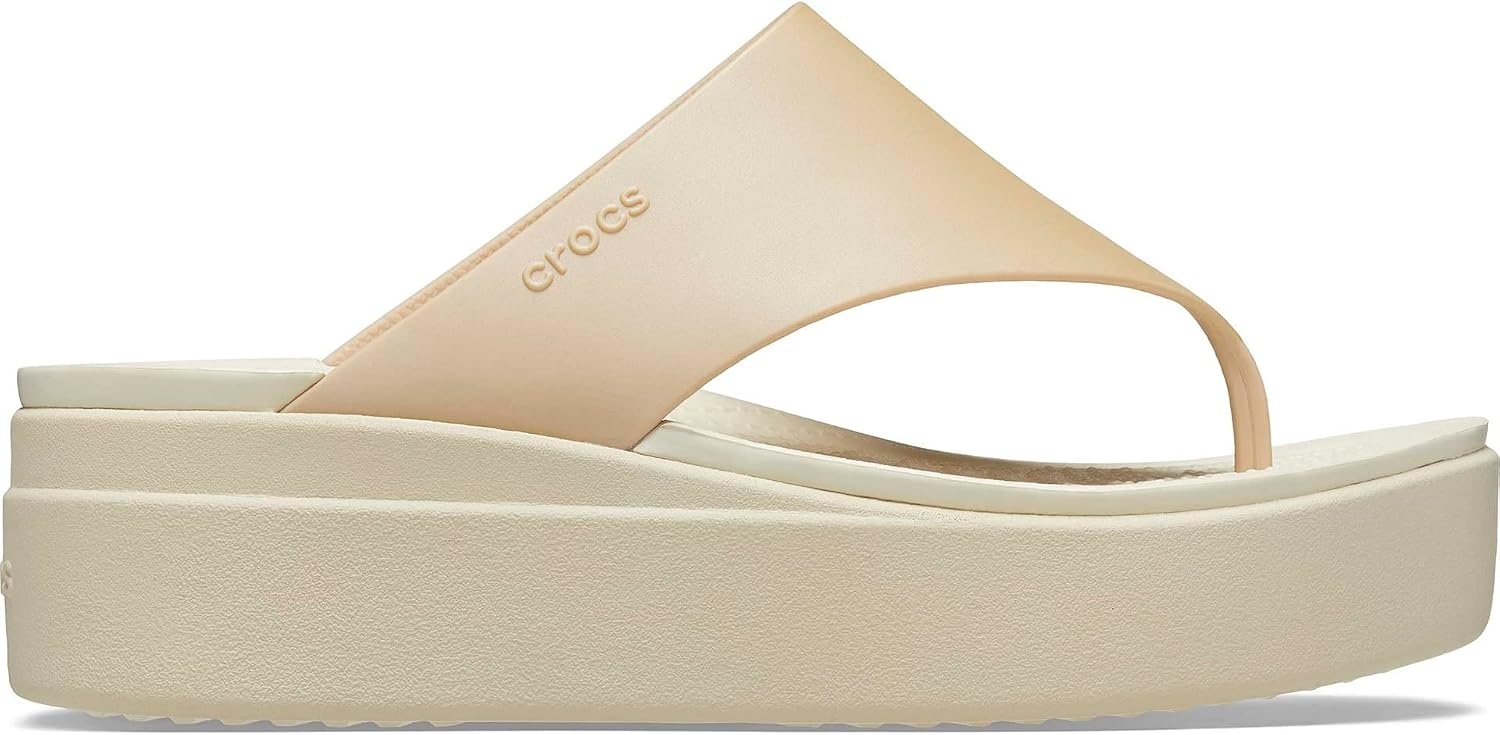 image:imageCrocs Womens Brooklyn Platform Flip FlopsChampagneBone