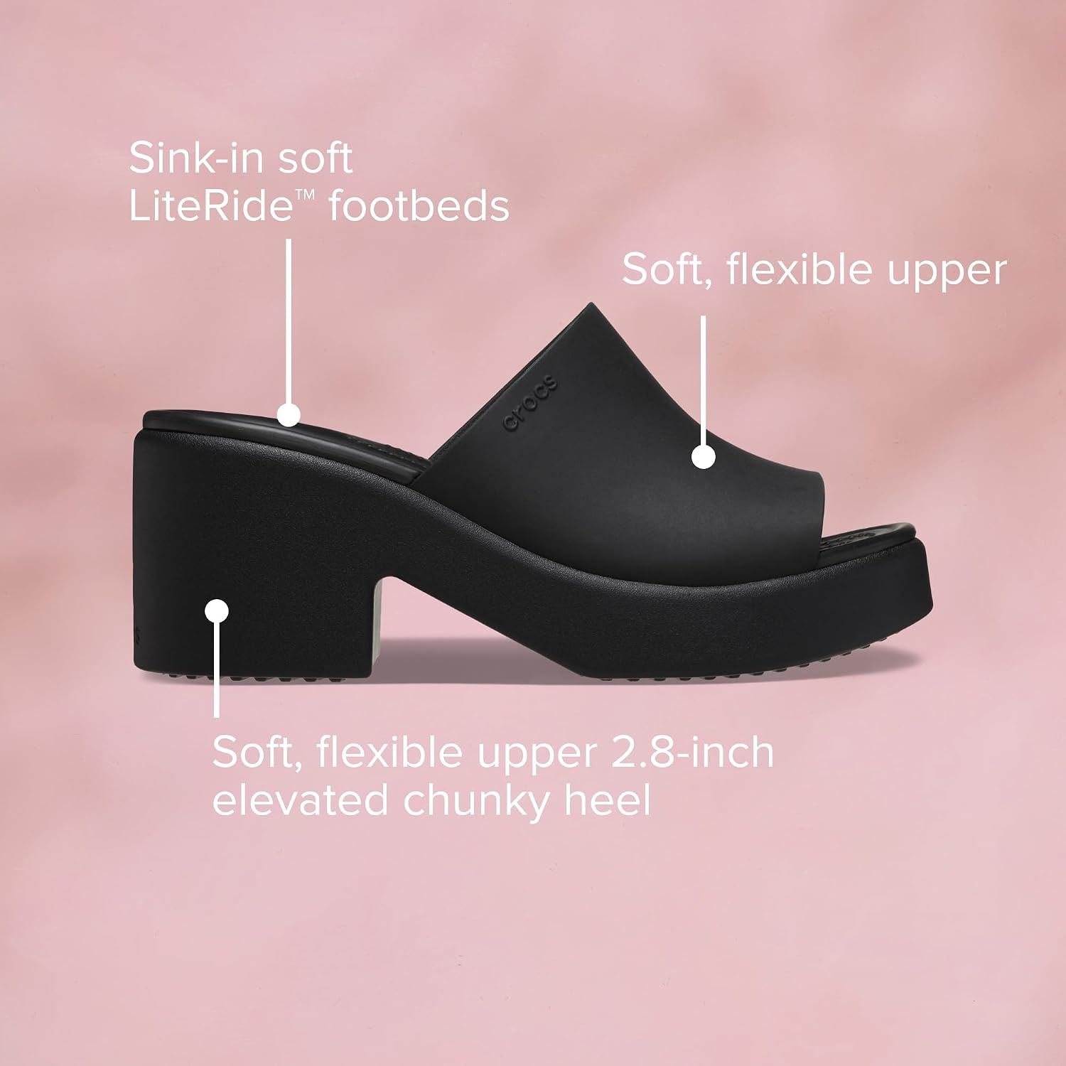 image:imageCrocs Womens Brooklyn Slide Heel SandalsBlackBlack