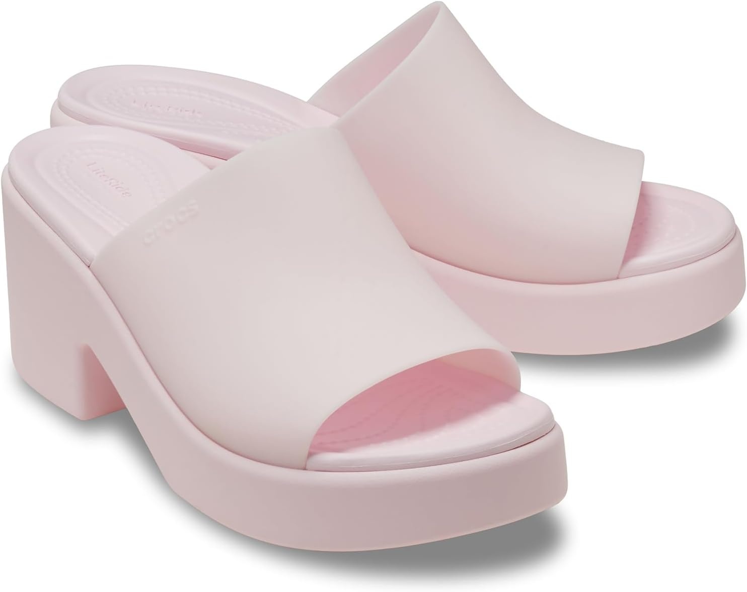 image:imageCrocs Womens Brooklyn Slide Heel SandalsPink Milk