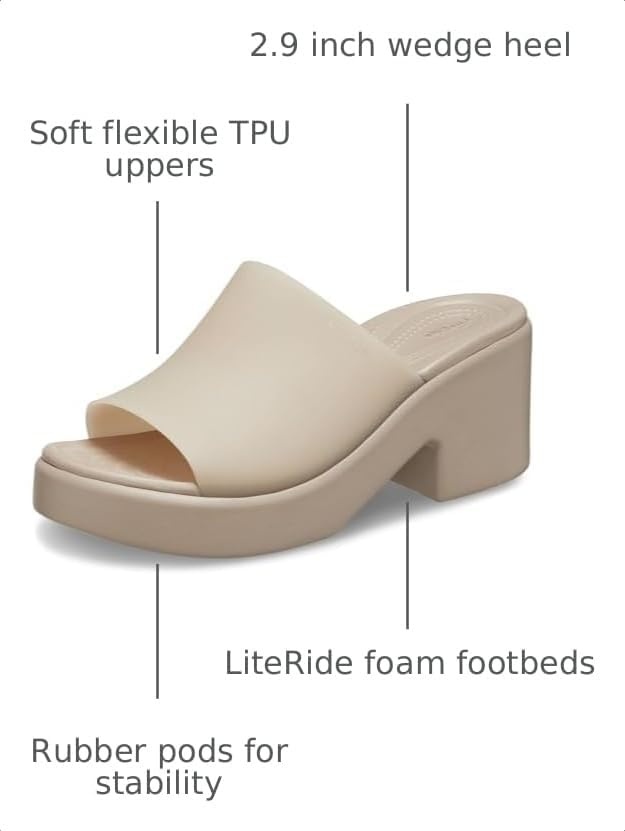 image:imageCrocs Womens Brooklyn Slide Heel SandalsTaupe