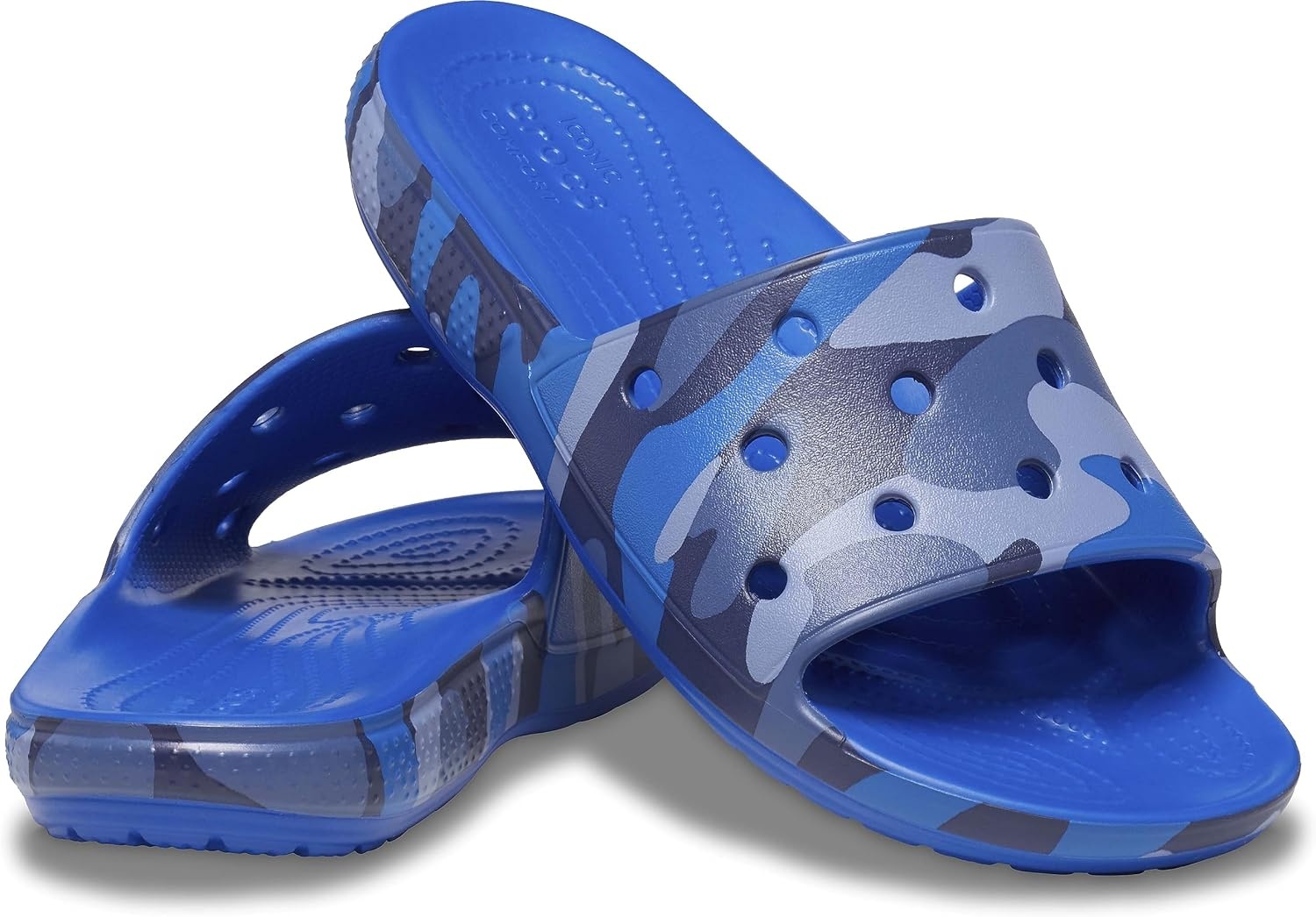 image:imageCrocs Womens Classic Camo Slide SandalsBlue BoltMulti
