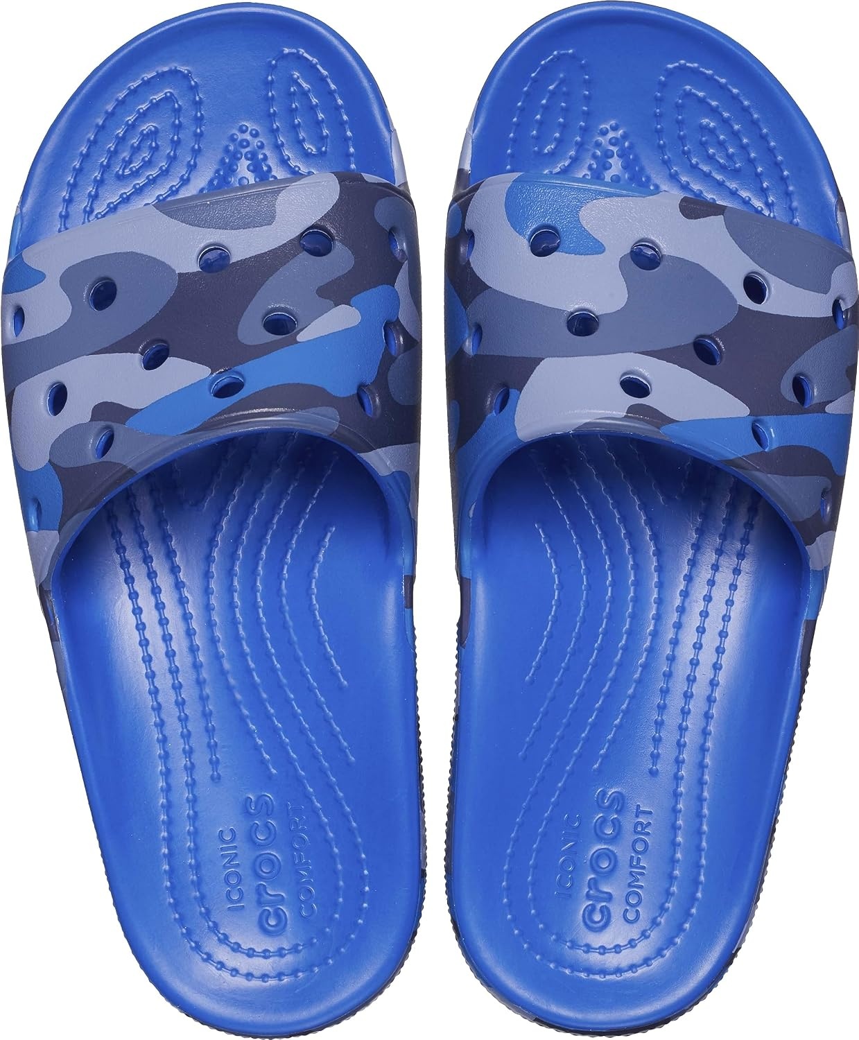 image:imageCrocs Womens Classic Camo Slide SandalsBlue BoltMulti