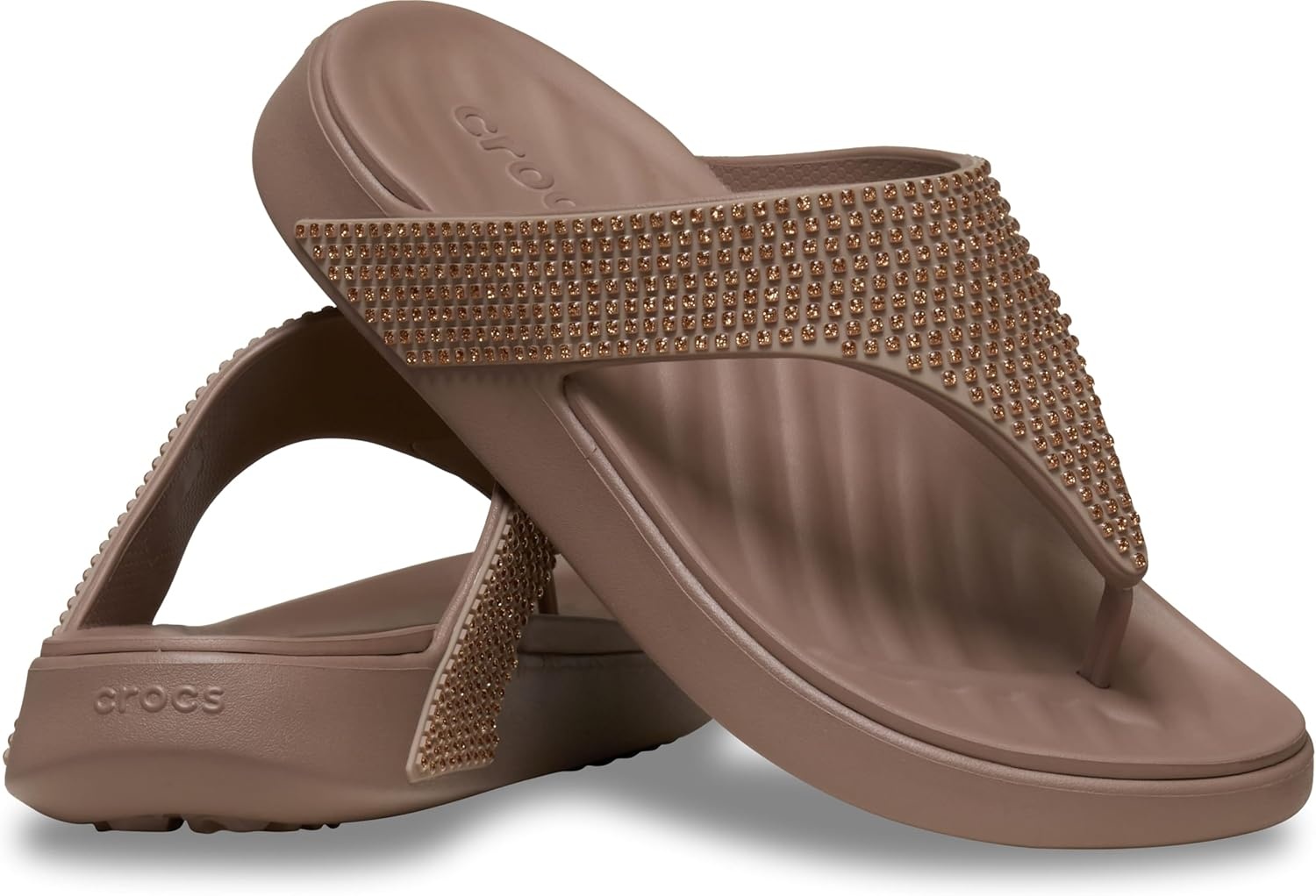 image:imageCrocs Womens Getaway Triangle Flip FlopsLatte Gems