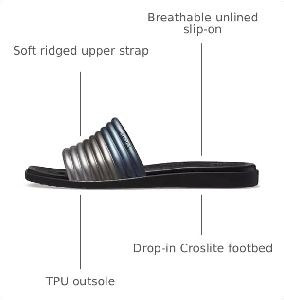 image:imageCrocs Womens Miami SlideMetallic Black