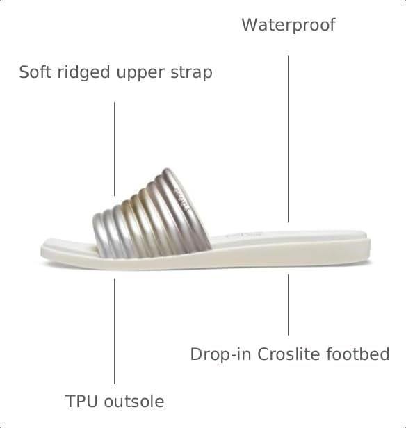 image:imageCrocs Womens Miami SlideMetallic Chalk