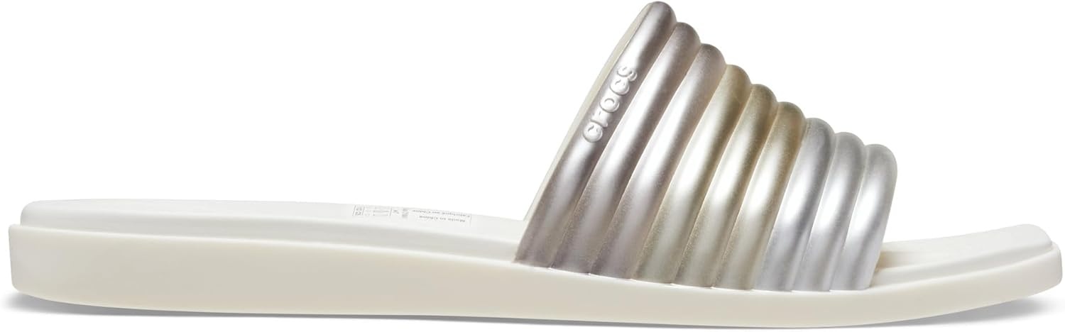 image:imageCrocs Womens Miami SlideMetallic Chalk