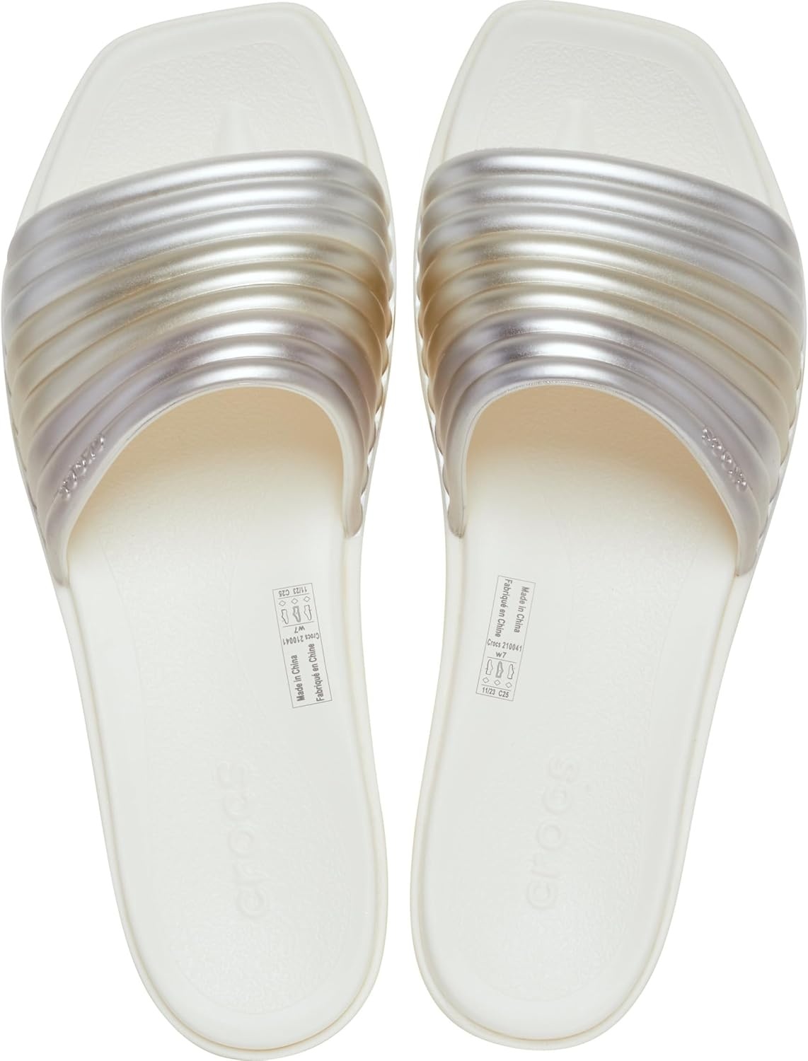 image:imageCrocs Womens Miami SlideMetallic Chalk