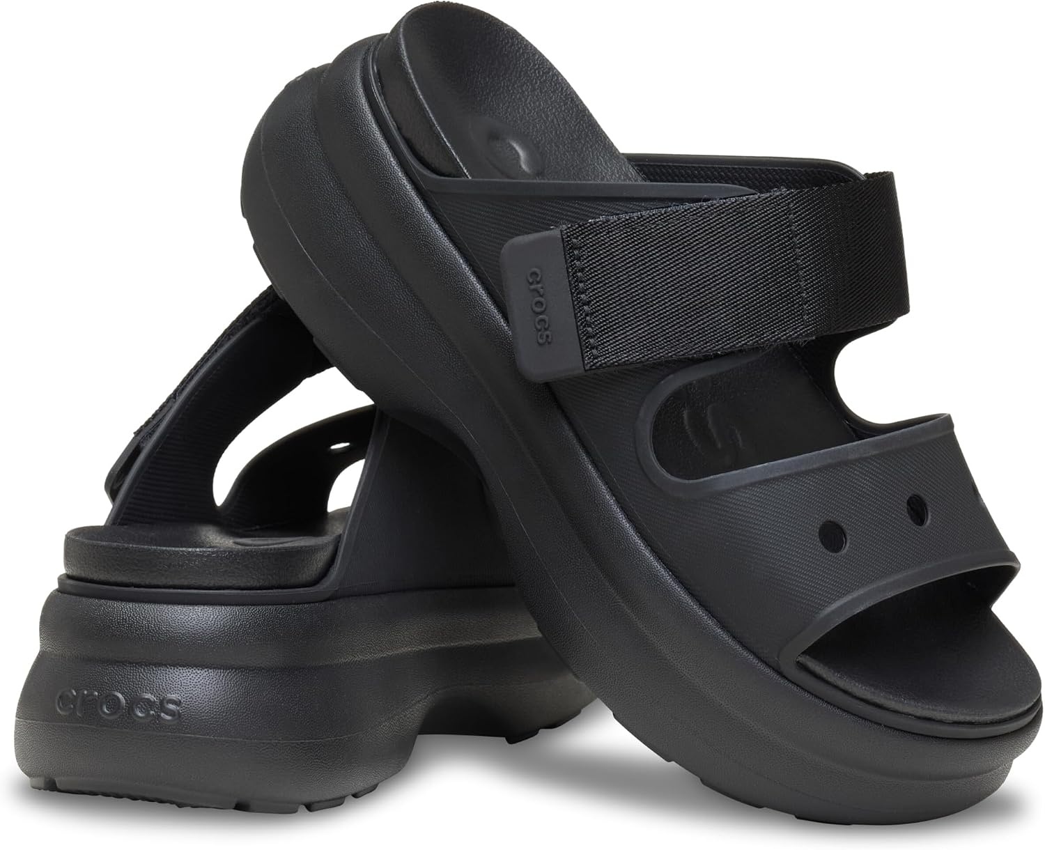 image:imageCrocs Womens Soho TwoStrap Sandals 24 Inch Platform LiteRide SinkIn Footbed Adjustable Upper StrapBlack