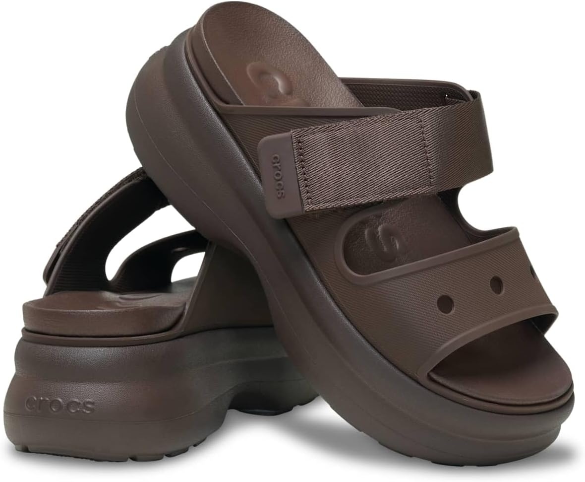 image:imageCrocs Womens Soho TwoStrap Sandals 24 Inch Platform LiteRide SinkIn Footbed Adjustable Upper StrapCoff Coffee