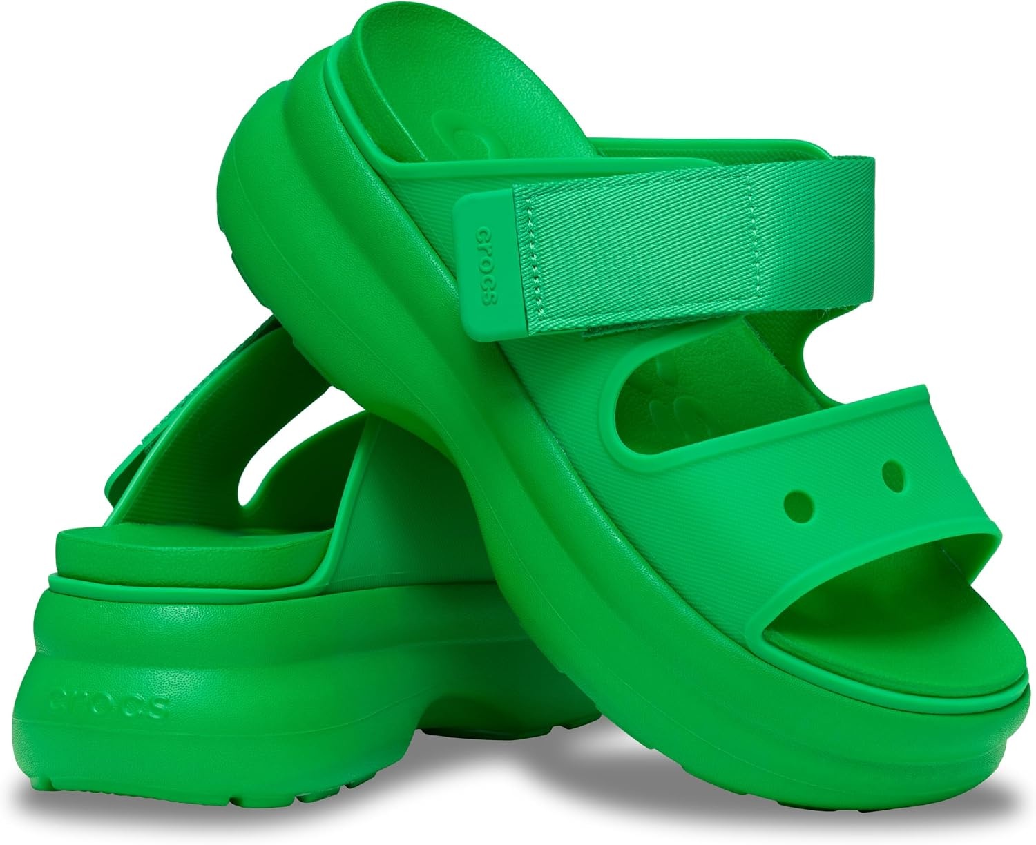 image:imageCrocs Womens Soho TwoStrap Sandals 24 Inch Platform LiteRide SinkIn Footbed Adjustable Upper StrapGreen Strike