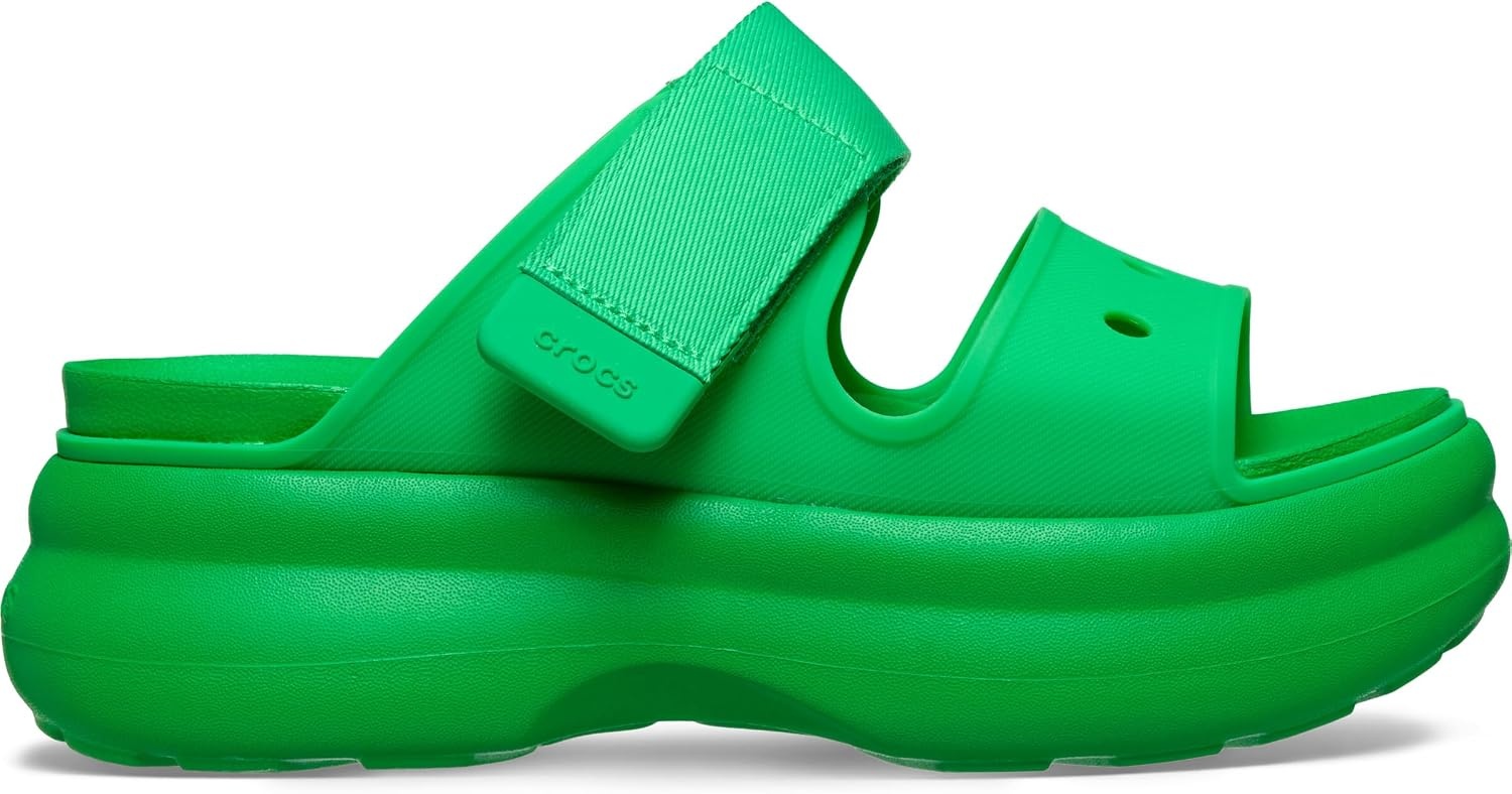 image:imageCrocs Womens Soho TwoStrap Sandals 24 Inch Platform LiteRide SinkIn Footbed Adjustable Upper StrapGreen Strike