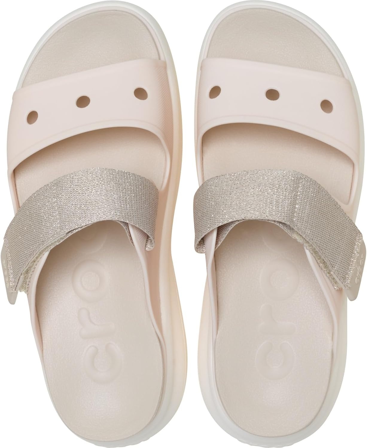 image:imageCrocs Womens Soho TwoStrap Sandals 24 Inch Platform LiteRide SinkIn Footbed Adjustable Upper StrapPeach IceFrappeChalkShimmer