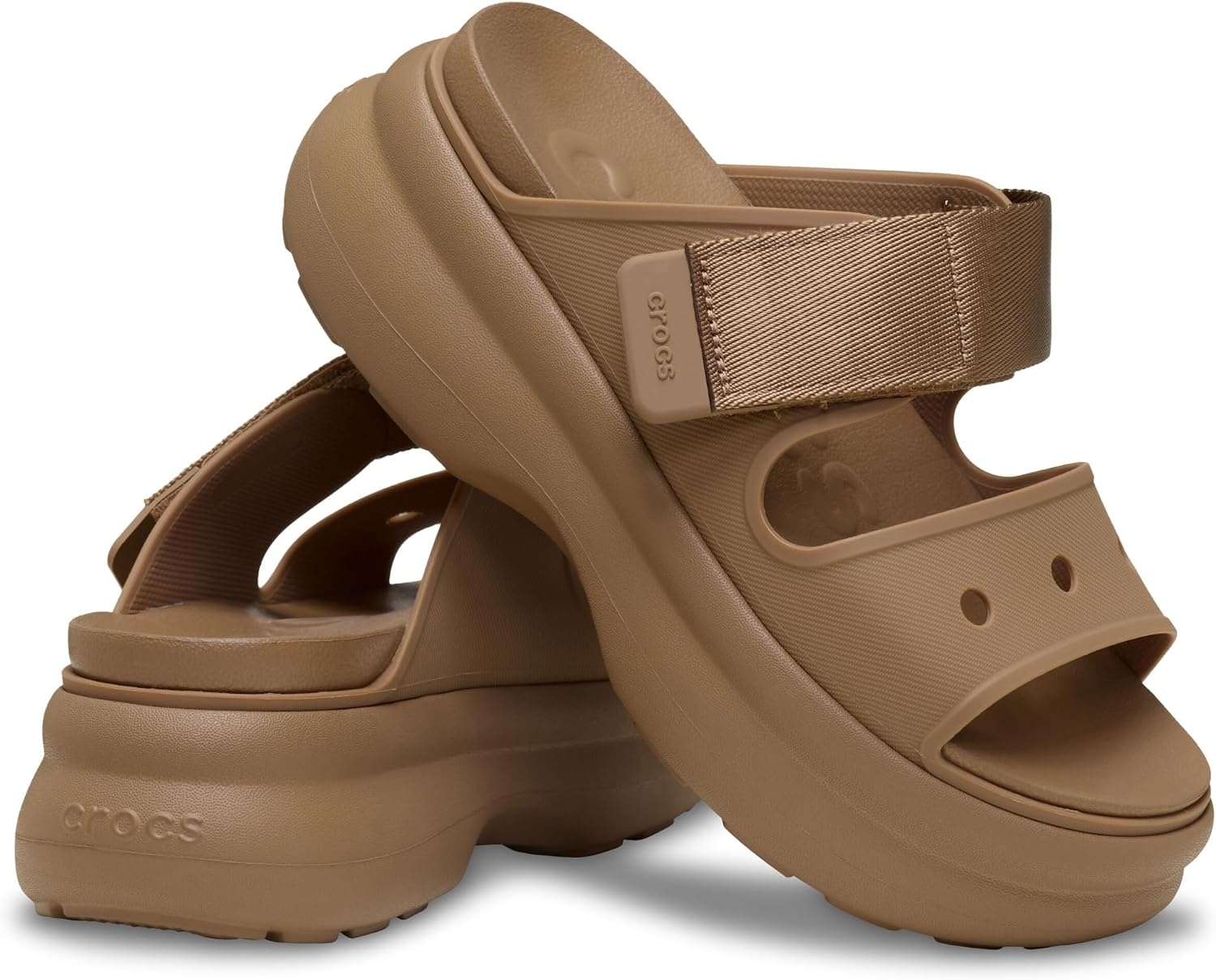 image:imageCrocs Womens Soho TwoStrap Sandals 24 Inch Platform LiteRide SinkIn Footbed Adjustable Upper StrapSepia