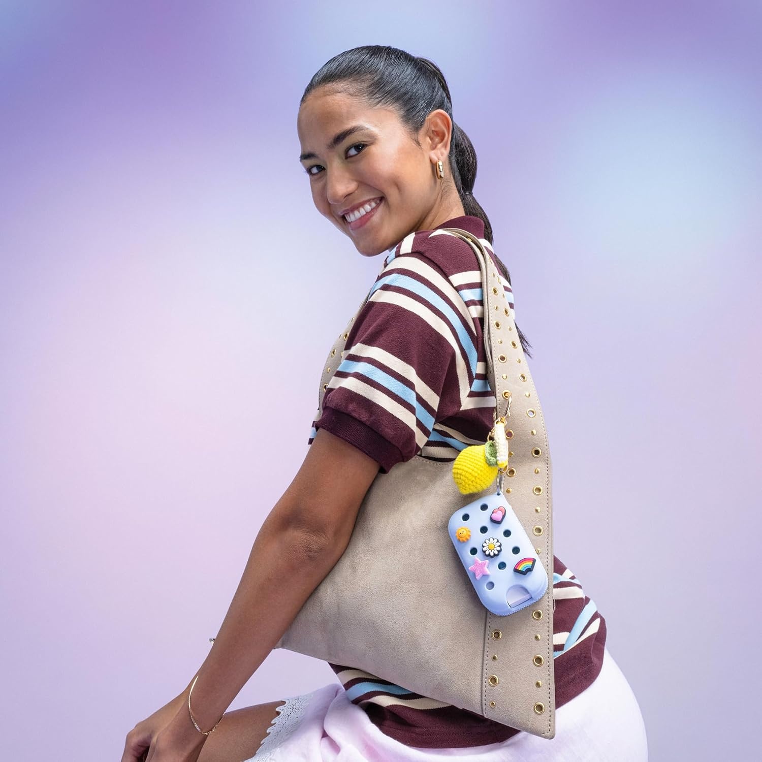 image:imageTouchland x Crocs Hand Mist Case with 5 Jibbitz Charms Pixie LavenderCloudwave Blue