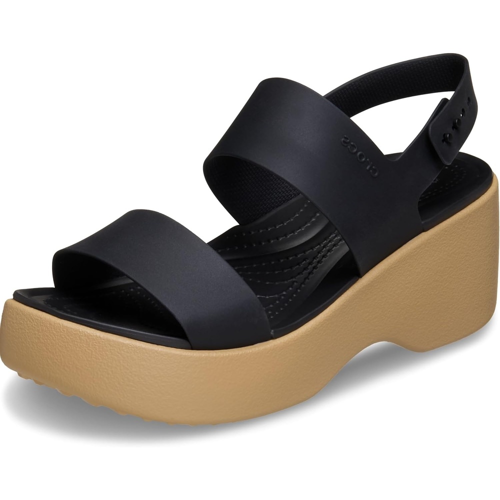 image:imageCrocs Brooklyn Sky Sandals Wedge SandalsBlackCashew