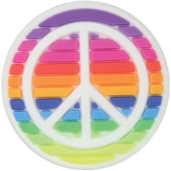 image:imageCrocs Jibbitz Rainbow Shoe Charms  Jibbitz for Crocs Rainbow Peace Sign Small