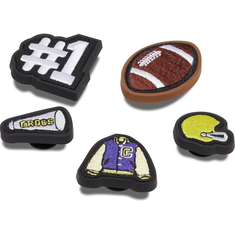 image:imageCrocs Jibbitz Shoe Charms American Football Sports Collection Multi Packs Varsity Patch 5 Pack