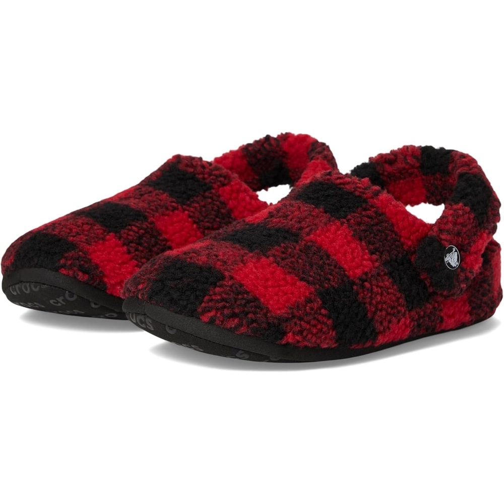 image:imageCrocs Kids Classic Cozzzy SlippersBuffalo PlaidBlackVarsity Red