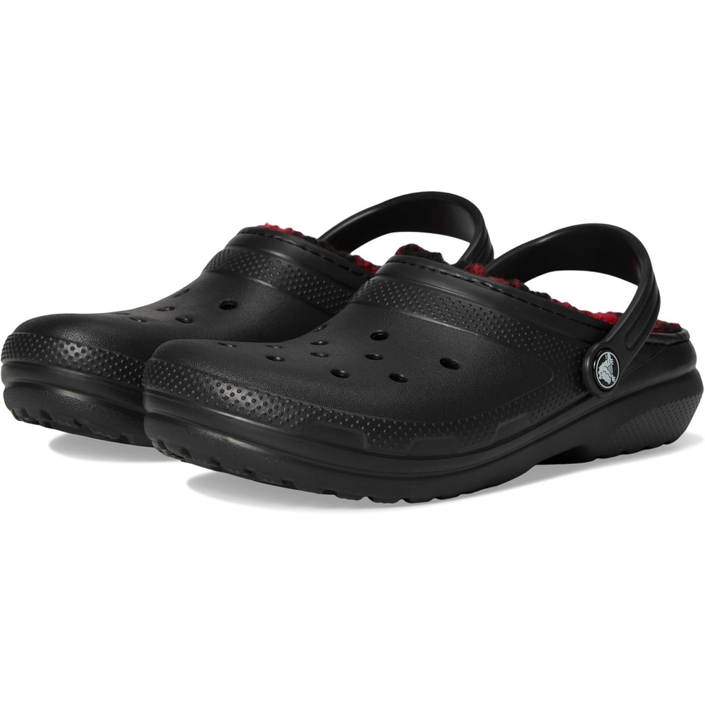 image:imageCrocs Kids Classic Holiday Lined ClogsBuffalo PlaidBlackVarsity Red 1