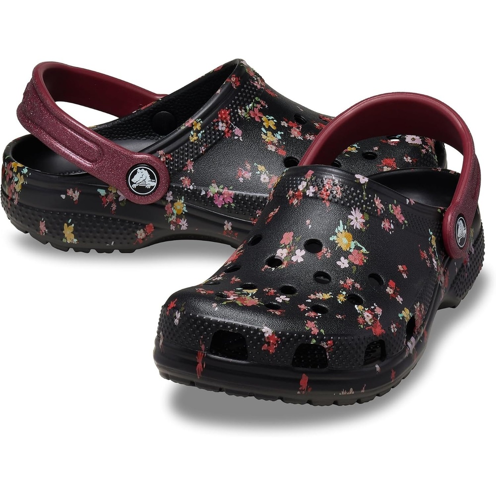 image:imageCrocs Kids Classic Seasonal Graphic ClogsBlackMulti Ditsy Floral