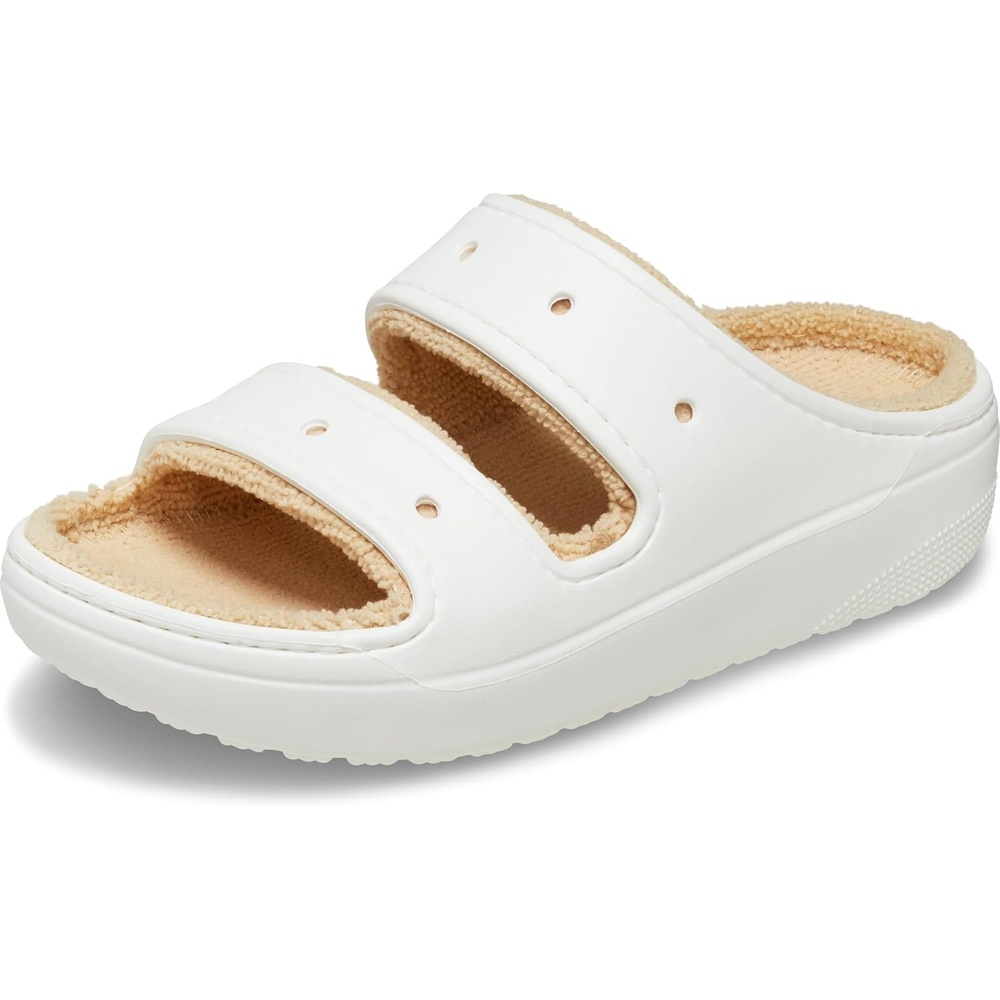 image:imageCrocs Unisex Adult Classic Cozzzy Towel Sandals Fuzzy Slippers and SlidesWhite