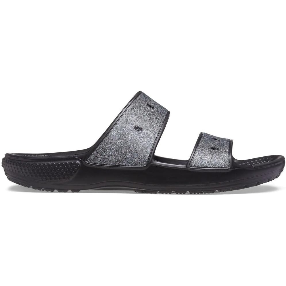 image:imageCrocs UnisexAdult Classic SandalSeasonal Graphics SlideBlackGlitter Rainbow