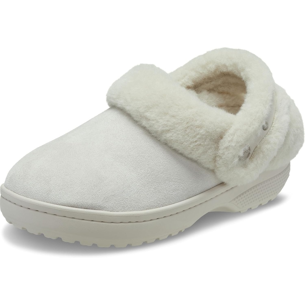 image:imageCrocs UnisexAdult Classic Unfurgettable Lined Clogs Fuzzy SlippersCocoa Crme Suede