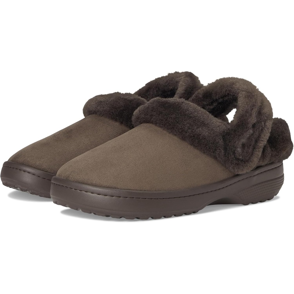 image:imageCrocs UnisexAdult Classic Unfurgettable Lined Clogs Fuzzy SlippersEspresso Vegan Suede