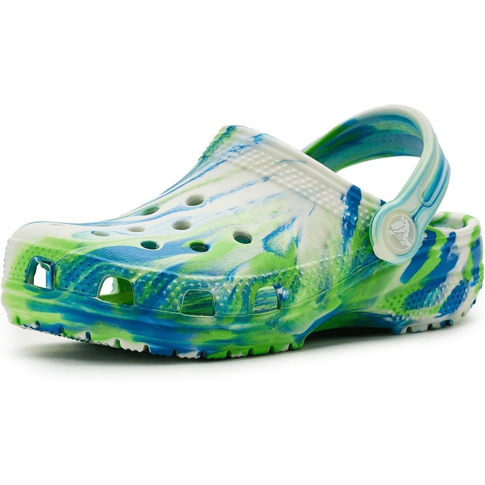 image:imageCrocs UnisexChild Classic Watercolor Marbled ClogPrep BlueMulti Glow in the Dark