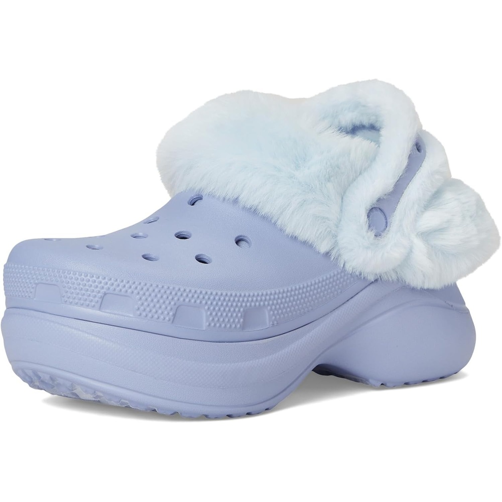 image:imageCrocs Womens Bae Lined Clogs Fuzzy Platform SlippersBlue Haze