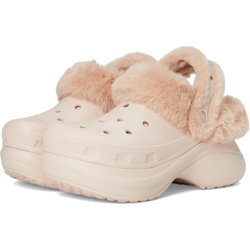 image:imageCrocs Womens Bae Lined Clogs Fuzzy Platform SlippersQuartz