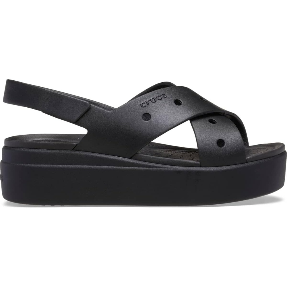 image:imageCrocs Womens Brooklyn 4U Low Wedges Platform Wedge Sandals for WomenBlackCrossstrap
