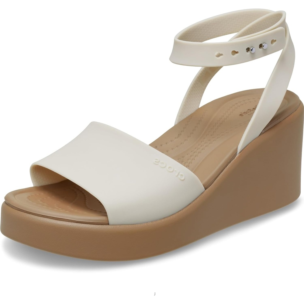 image:imageCrocs Womens Brooklyn Ankle Strap WedgesSandstoneSepia