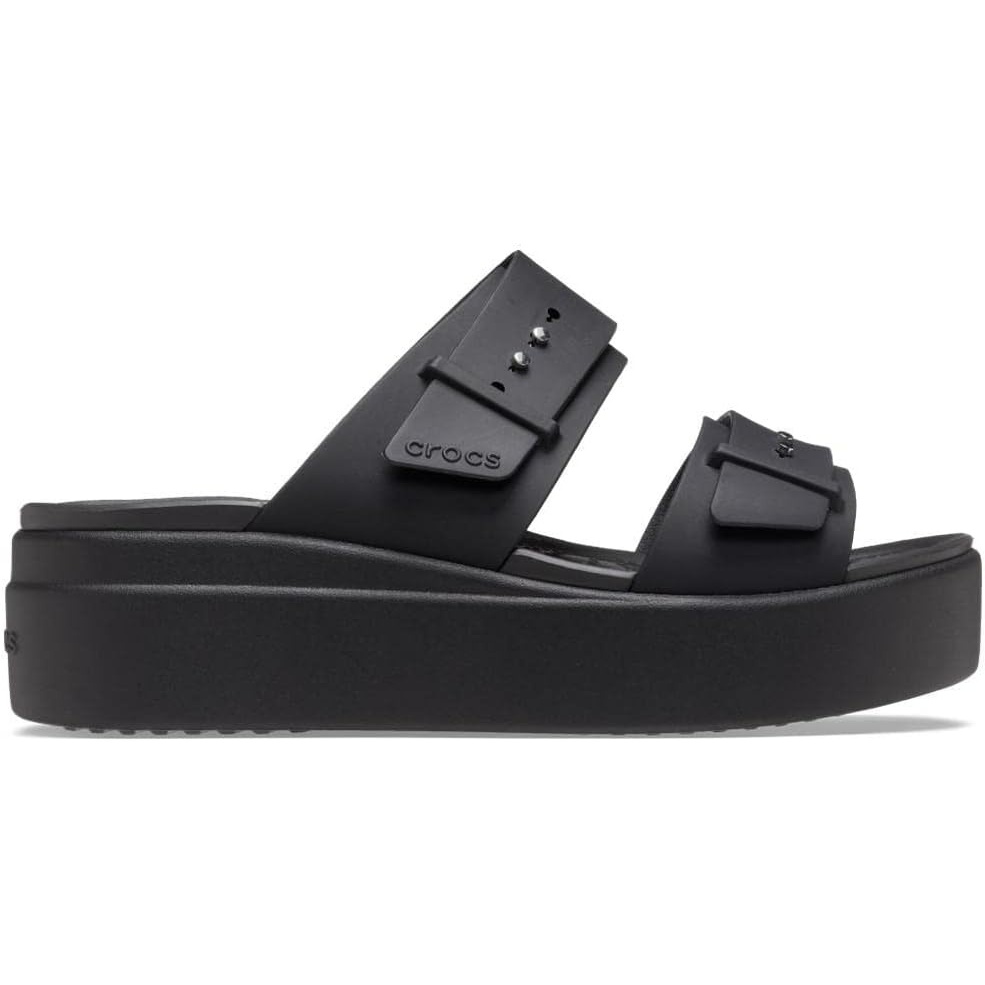 image:imageCrocs Womens Brooklyn Buckle Low WedgesBlack