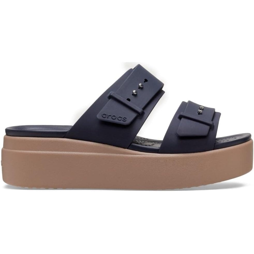 image:imageCrocs Womens Brooklyn Buckle Low WedgesDeep Navy