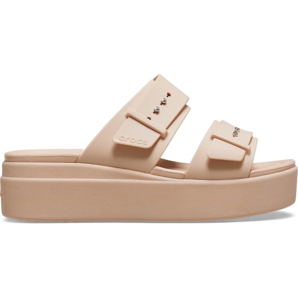 image:imageCrocs Womens Brooklyn Buckle Low WedgesPink Caramel