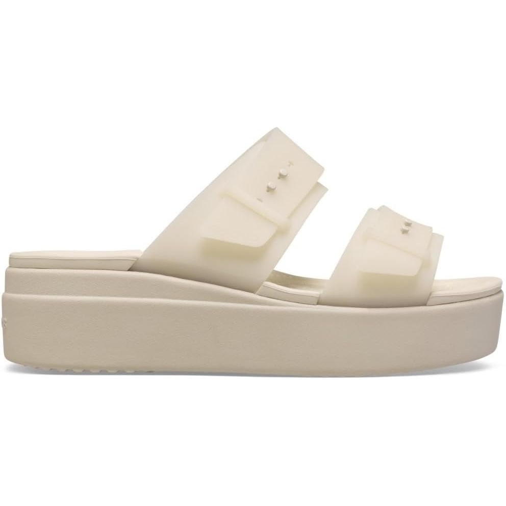 image:imageCrocs Womens Brooklyn Buckle Low WedgesSandstone