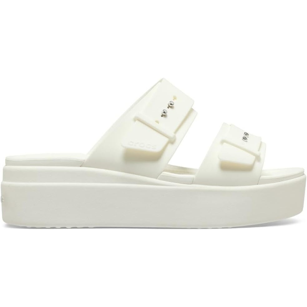 image:imageCrocs Womens Brooklyn Buckle Low WedgesWhiteChalk