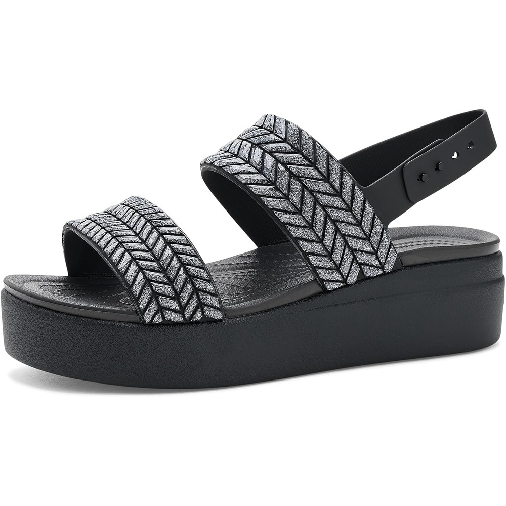image:imageCrocs Womens Brooklyn Low Wedge SandalsBlack Sparkle