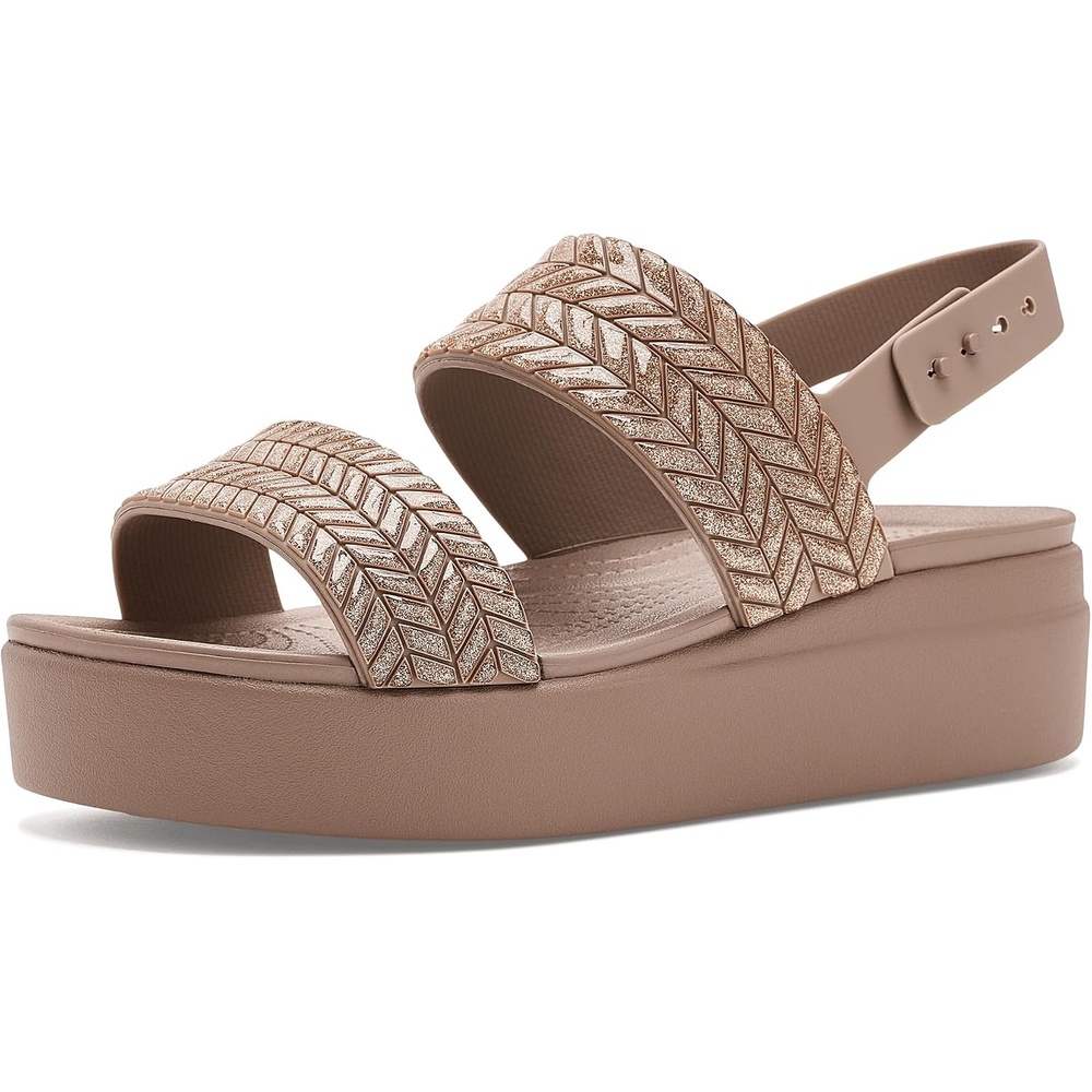 image:imageCrocs Womens Brooklyn Low Wedge SandalsLatte Sparkle