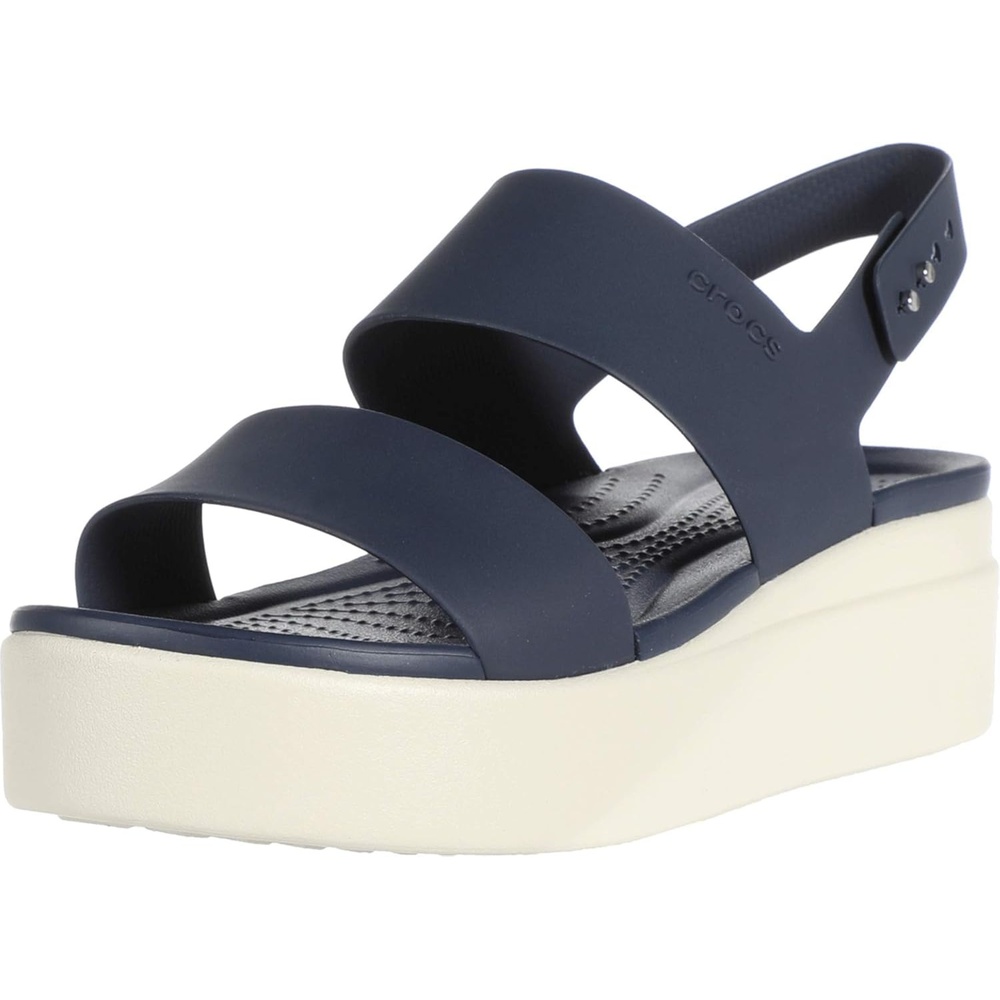 image:imageCrocs Womens Brooklyn Low Wedge SandalsMulticolor Navy Stucco