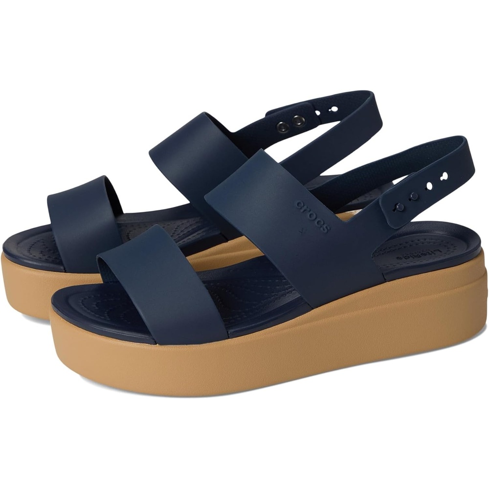 image:imageCrocs Womens Brooklyn Low Wedge SandalsNavyTan