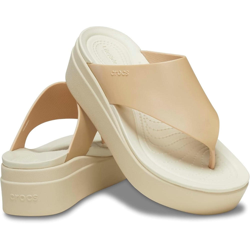 image:imageCrocs Womens Brooklyn Platform Flip FlopsChampagneBone