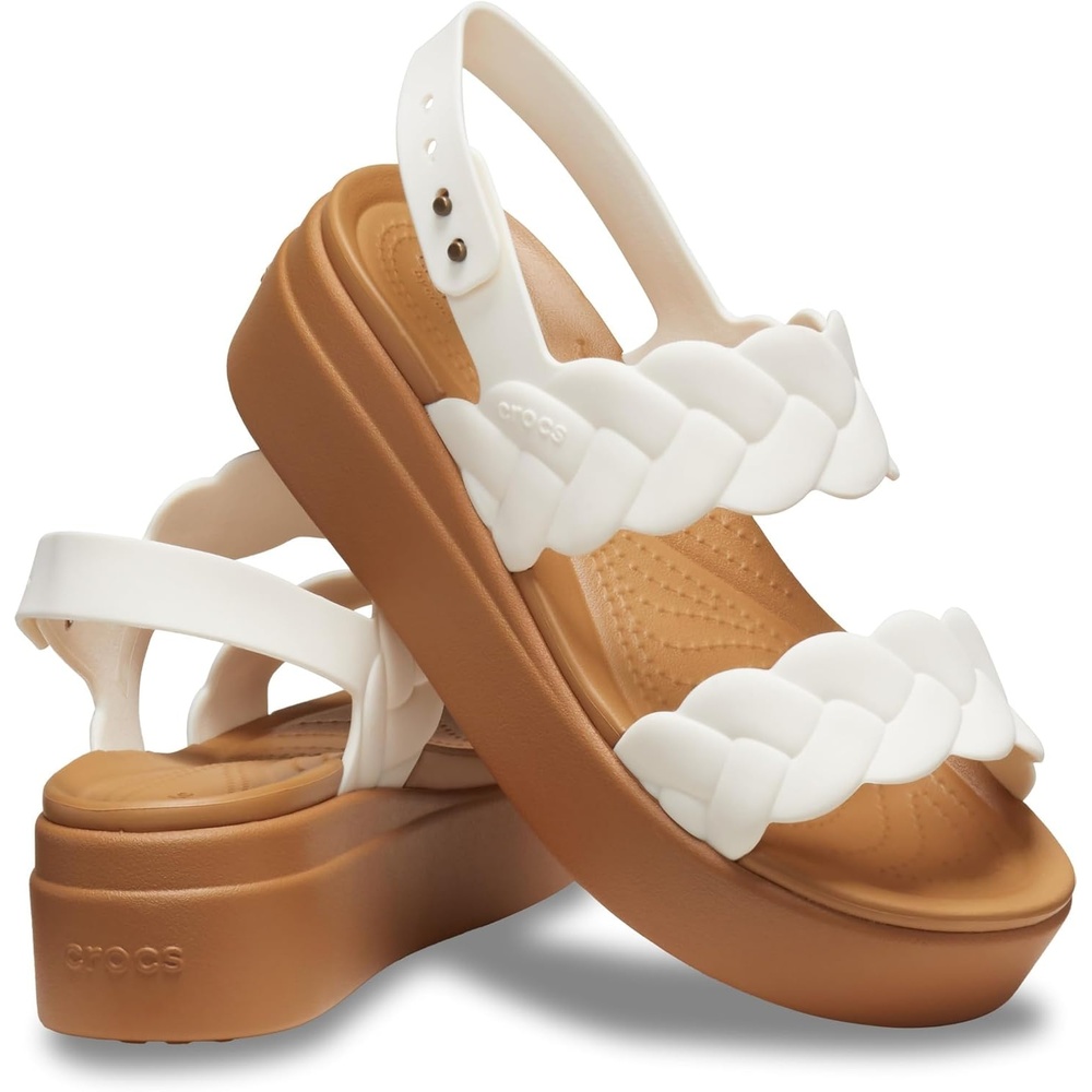 image:imageCrocs Womens Brooklyn Woven Low Wedge SandalsChalk Woven