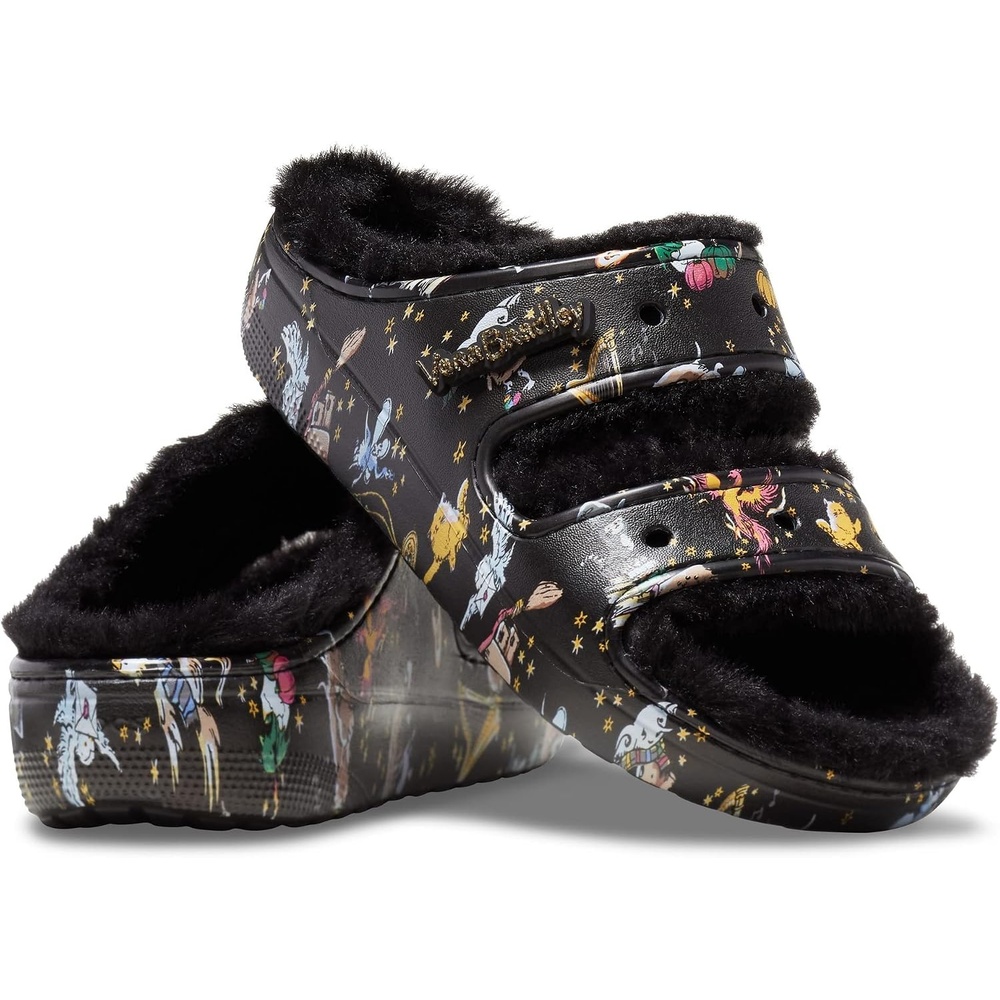 image:imageCrocs Womens Classic Harry Potter Cozzzy Fuzzy Platform SandalsBlackMulti