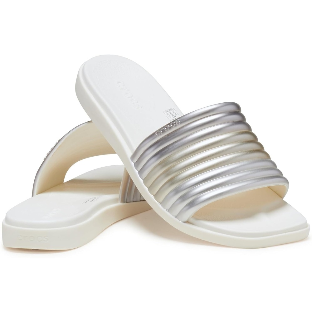 image:imageCrocs Womens Miami SlideMetallic Chalk