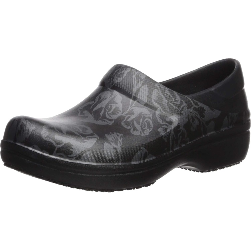 image:imageCrocs Womens Neria Pro II Work Clogs Enclosed Toe Slip Resistant All Day ComfortMetallic RoseBlack