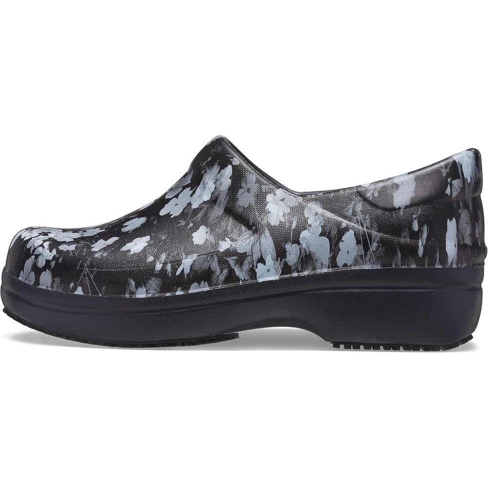 image:imageCrocs Womens Neria Pro II Work Clogs Enclosed Toe Slip Resistant All Day ComfortWhiteBlack Floral