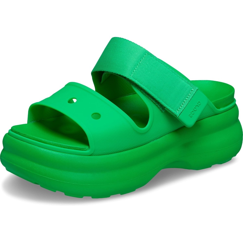 image:imageCrocs Womens Soho TwoStrap Sandals 24 Inch Platform LiteRide SinkIn Footbed Adjustable Upper StrapGreen Strike